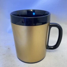 Vintage WEST BEND Thermo Serv Coffee Cup Mid Century Black & Gold MCM Mug