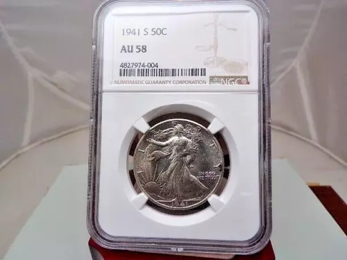 1941-S 50C WALKING LIBERTY SILVER HALF DOLLAR NGC AU58 # C 2142