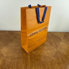 LOUIS VUITTON Paper Gift Bag Shopping Tote Empty Orange Blue 14" x 9.5" x 4"