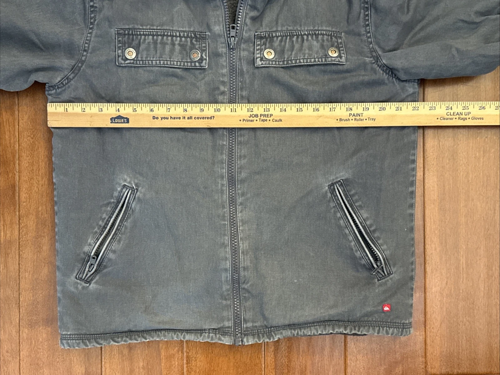 Vintage Quicksilver Jacket Mens Medium Gray Canvas Sherpa Lined Full Zip VTG Y2K image 8