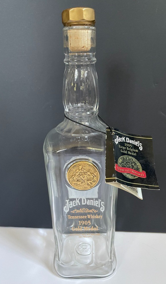 Jack Daniels 1905 Gold Medal EMPTY Bottle w/ Tag and Cork Stopper