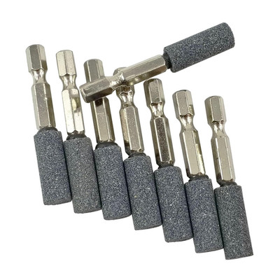 8 Pcs 10Mm Cylinder Shape Grinding Stones - 1/4'' Hex Shank Abrasive Stone Mount