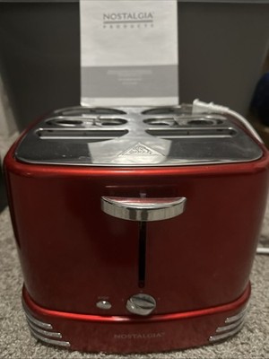 Nostalgia 4 Slot Hot Dog and Bun Toaster Retro Red