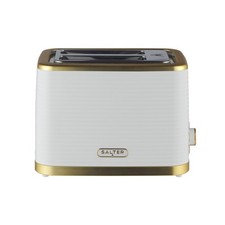 Salter Wide-Slot 2 Slice Toaster Palermo Defrost/Reheat/Cancel 930W White Gold
