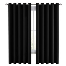 Pair of 2 Blackout Curtains Eyelet Ring Top Ready Made Thick Thermal Curtain Set