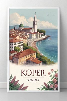 Fesselndes Koper Slowenien Vintage Reise Poster - Adriaküste Kunstdruck