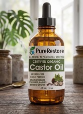 Castor Oil Organic 100% PURE All Natural, Col...