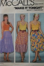 McCALL'S 6989 MISSES TEEN TIERED RUFFLED FULL SKIRTS PATTERN SIZE 10 - 12