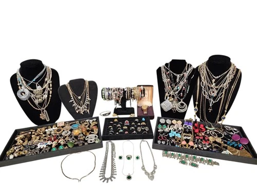 Vintage Costume & Sterling Silver Jewelry Lot DIOR GOLDETTE CORO TRIFARI NAPIER