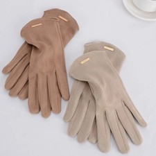 Women Autumn Winter Keep Warm Touch Screen Thin Solid Simple Gloves Cycling Driv