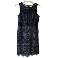 LOFT Lace Dress Sleeveless Shift Black Tan Size 4 Dark Fairy Grunge Romantic