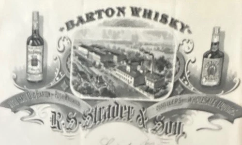 LEXINGTON, KY ~ R. S. STRADER & SON, Barton Whisky ~ Illus. Letterhead 1908