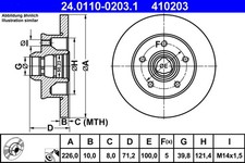 2x ATE Bremsscheibe 24.0110-0203.1 für VW GOLF CORRADO PASSAT SEAT 1H1 VENTO B4