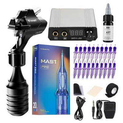 Mast Flash Rotary Tattoo Machine Kit Disposable Needles Power Supply TZ450-USA