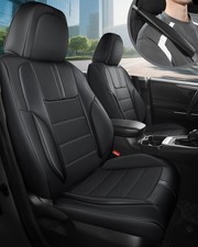 Black Front Car Seat Covers - Faux Nappa Leather Seat Covers for Cars, with C...