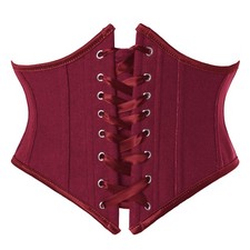 Women's Corset Belt Renaissance Corset Lace Up Underbust Boned Waist Belts Red 8