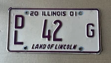 2001 Illinois Dealer LAND OF LINCOLN License Plate Man Cave Low Number DL42G