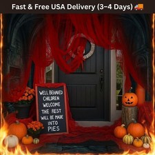 400"x85" Large Halloween Creepy Cloth, Spooky Gauze Party Decoration, Red