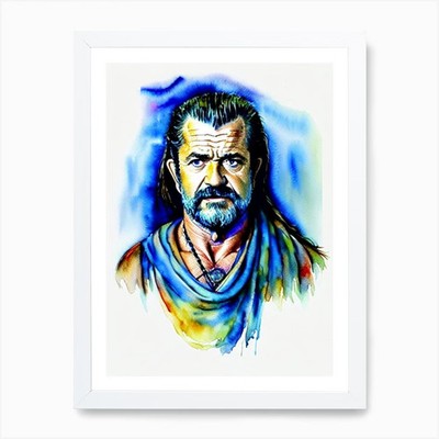 Mel Gibson In Braveheart Aquarell gerahmtes Wandbild Poster Leinwanddruck Bild