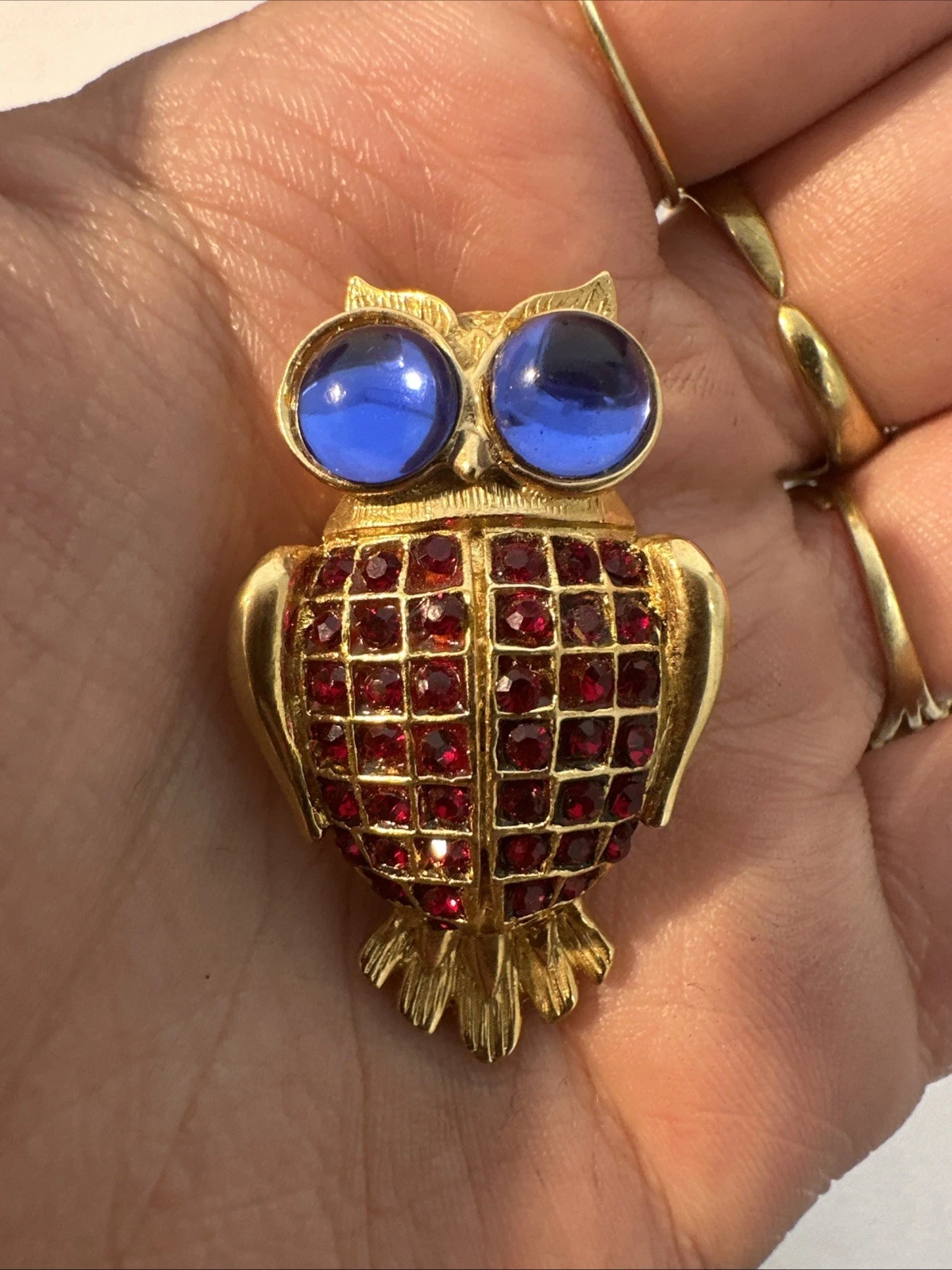 Petite Broche Chouette Strass Rouge Bijoux Fantaisie