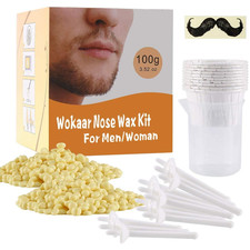 Wokaar Nose Wax Kit For Men Women 100G Wax 30 Applicators 15-20 Uses Painless