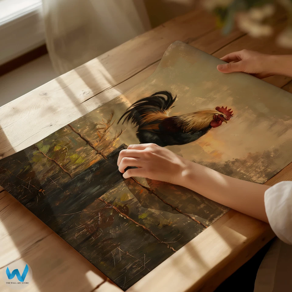 Arte de parede galo rústico fazenda - Pôster de galinha - 12X16/16X20/18X24/24X36 - Imagem 3 de 4