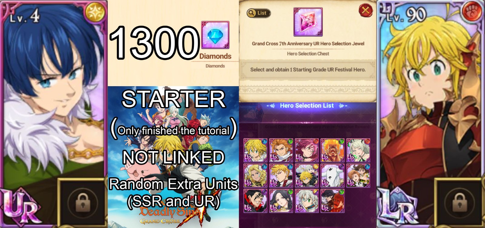 SEVEN DEADLY SINS GRAND CROSS, Gawain, LR Meli, 1300 GEMS, 7DS, GLOBAL