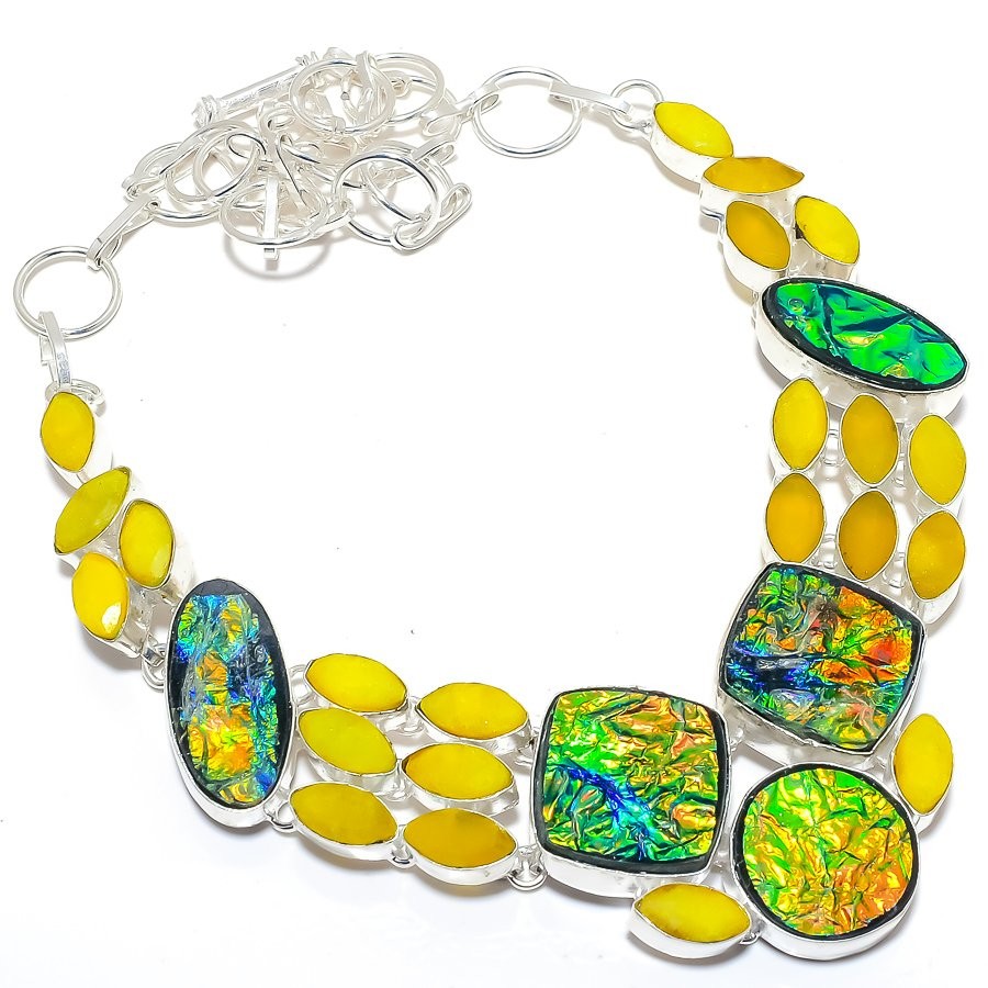 Triplet Fire Opal Gemstone Handmade 925 Sterling Silver Jewelry Necklace 18