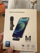 2 Packs Wireless Lavalier Microphone Audio Video Recording Mini for iPhone iPad