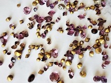 Lot Of 200 Purple Amethyst Vintage Rhinestones W/Gold Foil Backing. 3cm-.7cm