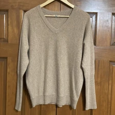 Garnet Hill 100% Cashmere Tan V-neck Pullover Sweater Women’s Size Small S