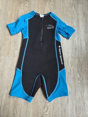 Schwimmanzug Neoprenanzug kurz 98 104 Aqua Sphere blau schwarz UPF 30