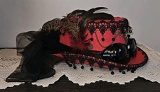 NWT Red Steampunk Adult Top Hat Removable Goggles Cosplay Costume