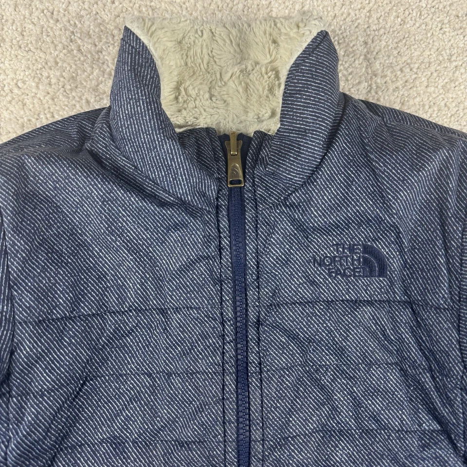 North Face куртка Kids девочек мальчиков маленький синий двусторонний флис зимнее пальто - Изображение 2 из 4