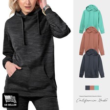 Womens Premium Pullover Hoodie French Terry Wrinkle Resistant Gym Yoga Casual