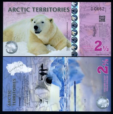 Arctic Territories, $2 1/2, 2013, Polymer, UNC Polar Bear F