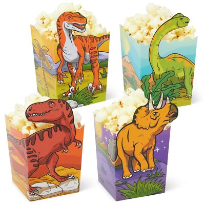 	60 Count Dinosaur Popcorn Boxes Boxes for Birthday Party Supplies 4 Designs	