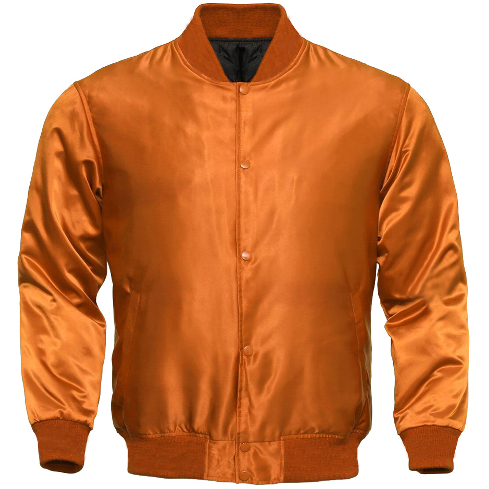 Orange Satin Letterman Varsity Jacket for Men