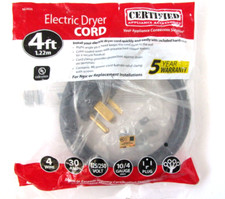 Certified Appliance 4 Prong 4 Ft. Universal Electric Dryer Power Cord -30 Amp