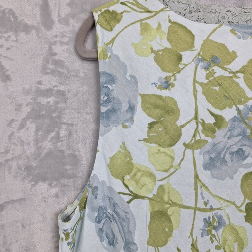 Vintage Norton Studio Dress Xtra Large Linen Blend Blue Floral Shift Cottagecore - Picture 11 of 18