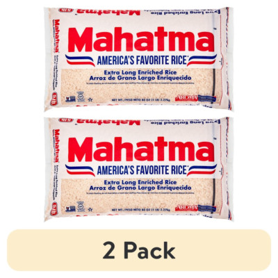 (2 Pack) Mahatma Enriched White Rice, Extra Long Grain Rice, 5 Lb Bag