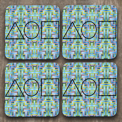 Quadratische Untersetzer mit glänzender Korkunterlage Set x 4 | Fiktion | Squid Game Treppe