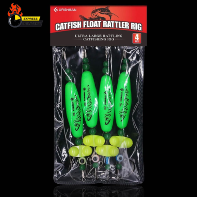THKFISH Catfish Float Rigs – Pre-Rigged Rattling Santee Rigs With Hooks For Big Catfish (4-Pack, 2.5” & 3”)