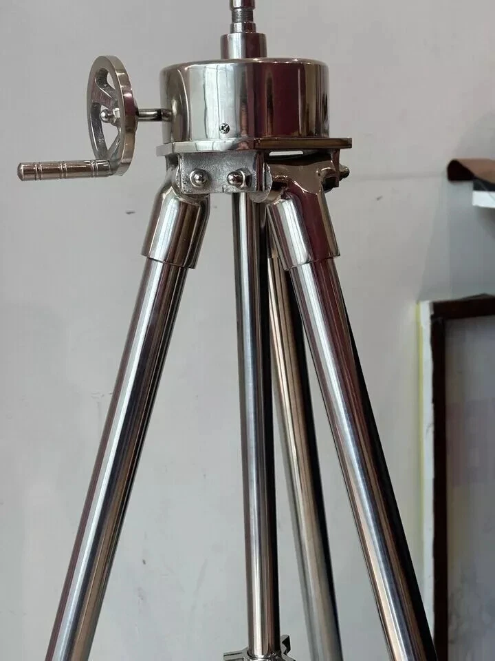 Steel Floor Standing Tripod Antique Chrome Heavy Tripod Silver Nautical Gift - Image 2 of 4