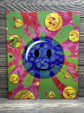 Vintage Raymond Geddes 1999 2-Pocket Folder Smiley Faces Purple Pink Green