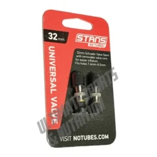 Stan's NoTubes Universal 32mm Schrader Valve Stem Stans Stems 32 mm Pair Silver