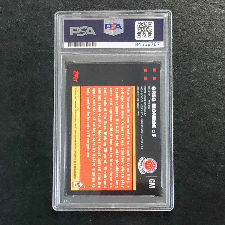 Tarjeta firmada 2008 Topps McDonald's All American #GM Greg Monroe automática PSA losa Foto 2 de 2