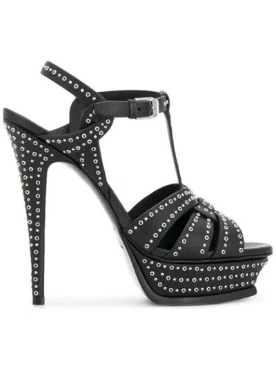 SAINT LAURENT (YSL) Sandali Saint Laurent Tribute con borchie plateau cinturino a T taglia 41