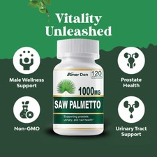 Saw Palmetto Extract 1000mg 120 Capsules Prostate Supplement Urinary Men Health