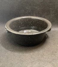 Vintage Small Black Graniteware Double Handle Pan -  5 1/4" Dia. x 2" tall